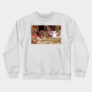 Winter mouse in a christmas house Crewneck Sweatshirt